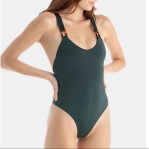TAVIK Jayce Shimmer Mossy Heather Green Shining One-Piece Swimsuit
